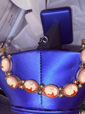 Vintage-Inspired Orange Cameo Link slider bracelet rare find!